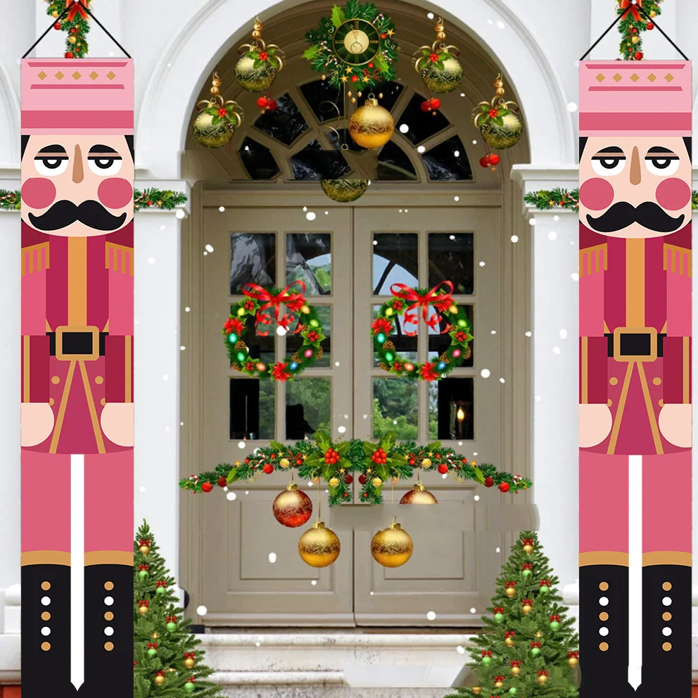 nutcracker soldado natal banner couplet decoração para casa para feriado feliz natal porta decoração feliz ano novo