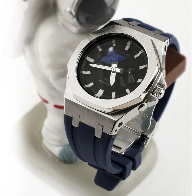 Band for GA2100 New 4rd Generation Rubber Strap and Metal Case ga2100 Stainless steel Watch Bracelet with Tool | Аксессуары для