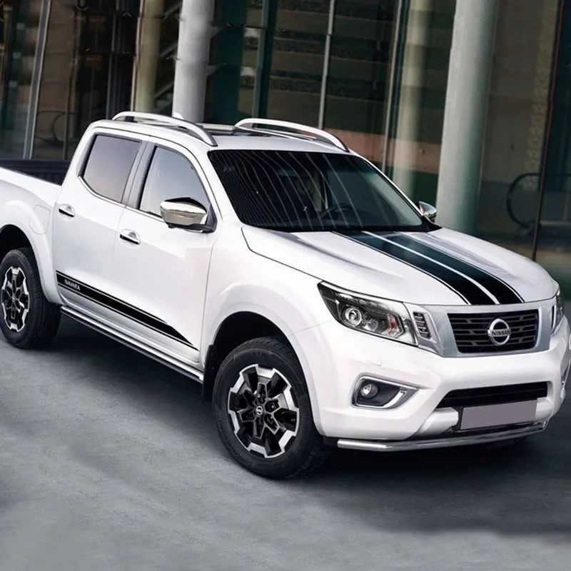 

Автомобильная фотокамера и задняя дверь, черная полоса, наклейка, боковая юбка, Виниловая наклейка для Nissan Navara