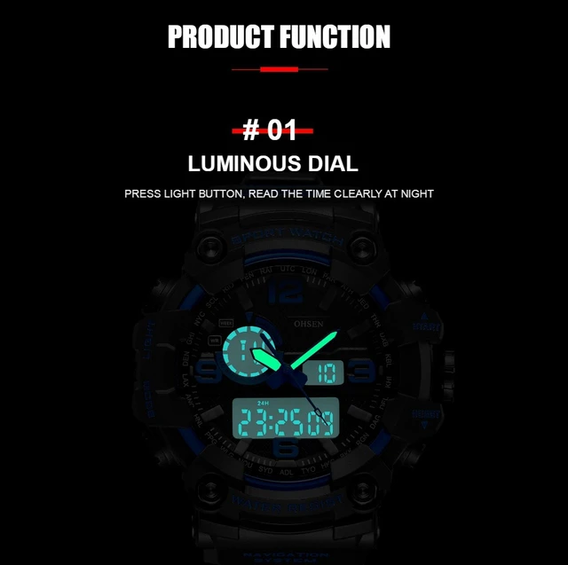Fashion Quartz Digital Men Watch Dual time Army Green Sport Man Wristwatches reloj hombre Waterproof Led Male Diver Watches Gift - Image 4