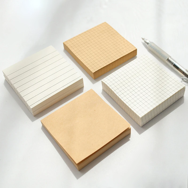 

80 Sheets Office Memo Pad Sticker Index Sticky Notes Simplicity Kraft Paper Stationery Self-adhesive Post Paste Blank Memorandum