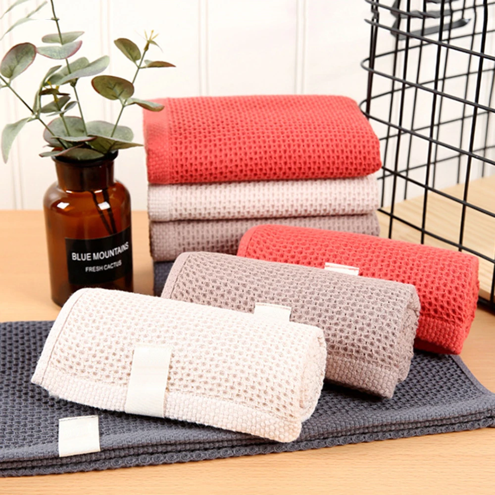 

4 Colors Waffle Towels Sport Towel Face Towel 100% Cotton Soft Bath Towel Absorbent Cotton Table Cleaning Bowl Cleaning