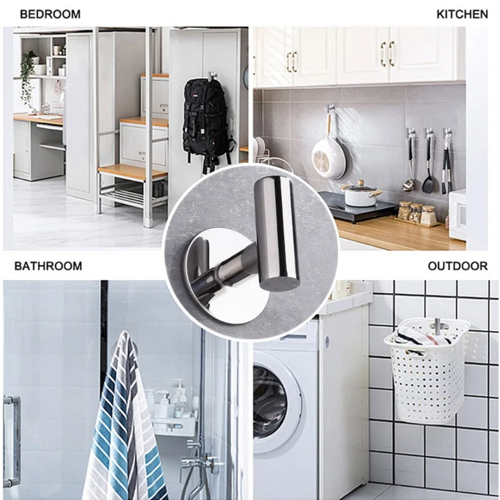 Gold Black Silver Decorative Hooks Round Metal Coat Hook Self Adhesive Key Towel Wall Hook For Bathroom Kitchen 2