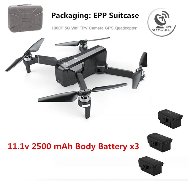 F11 gps Дрон с камерой HD 1080P 5G WiFi FPV Профессиональный бесщеточный Квадрокоптер Flight 25minut складной вертолет Дрон - Цвет: Black 1080P 3Battery