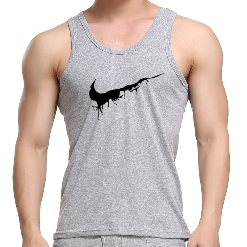 

2019 fashion brand high quality men's fitness clothing 3D printing vest men's sports and leisure stretch vest