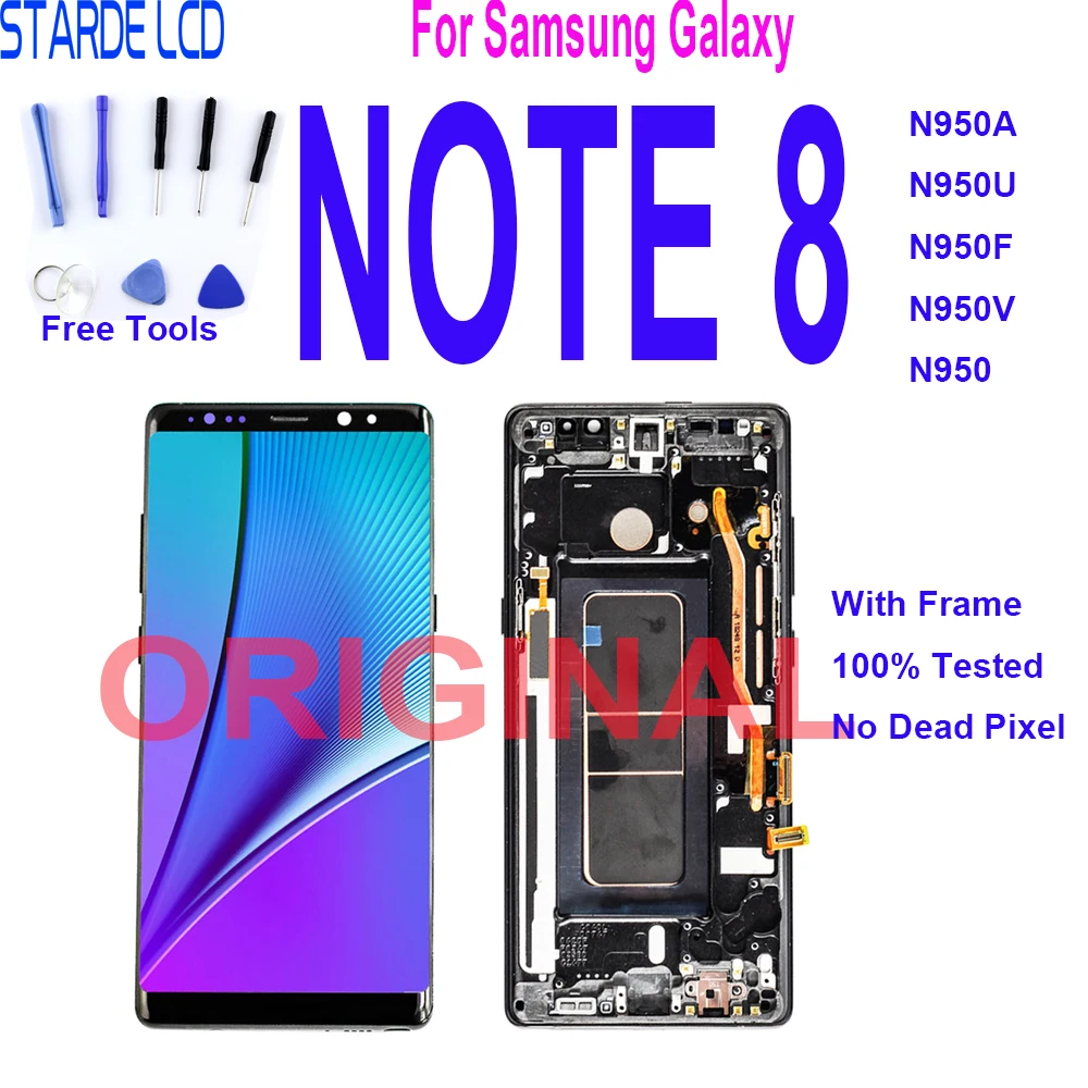 

6.3" AMOLED LCD Display For Samsung Galaxy Note 8 N950A N950U N950F N950V N950 Touch Screen Assembly With Frame