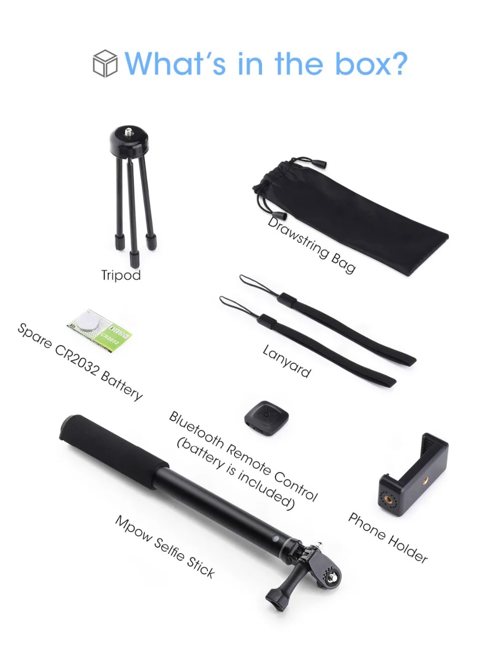 Mpow 074 Bluetooth Selfie Stick Extendable Selfie Stick Tripod Built-in GoPro Connector Detachable Tripod Stand For Phone Selfie (7)