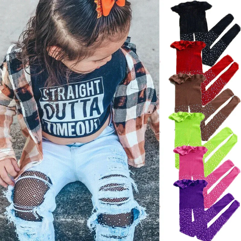 Милые сетчатые блестящие колготки с кристаллами для маленьких девочек детские