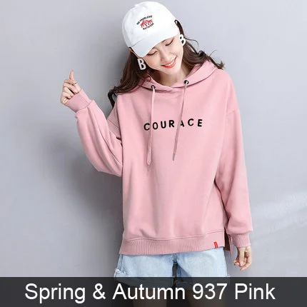 R 937 Pink Толстовки и кофты Пуловеры Для женщин Весной и Осенью Свободные Повседневные Регулярные Лайнер Толстовка Средней длины Спортивная одежда 4 - Цвет: R 937 Pink