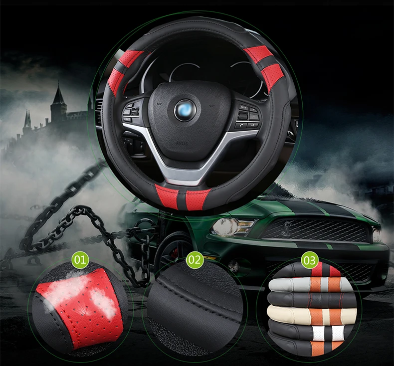 Car Steering Wheel Cover leather Auto Interior Accessories for hyundai ioniq kona santa fe solaris sonata sorento terracan