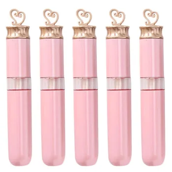 

1 Pieces 6ml Pink Empty Lip Gloss Tubes Gold Heart Shape Top Lipstick Cosmetic Packaging Container