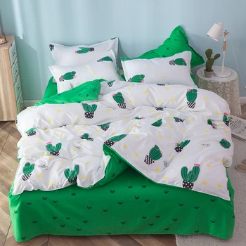 

Duvet Cover 220×240，Green cactus pattern bedding set Single Double queen king size bed set, 200×230 quilt Cover Pillowcase 3pcs
