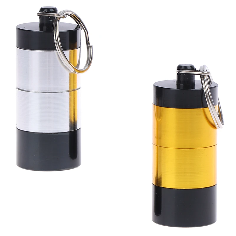 Aluminum Pill Box 3 Separate Sections Pill Case Keychain Outdoor Pocket Pill Holder Container Medicine Box
