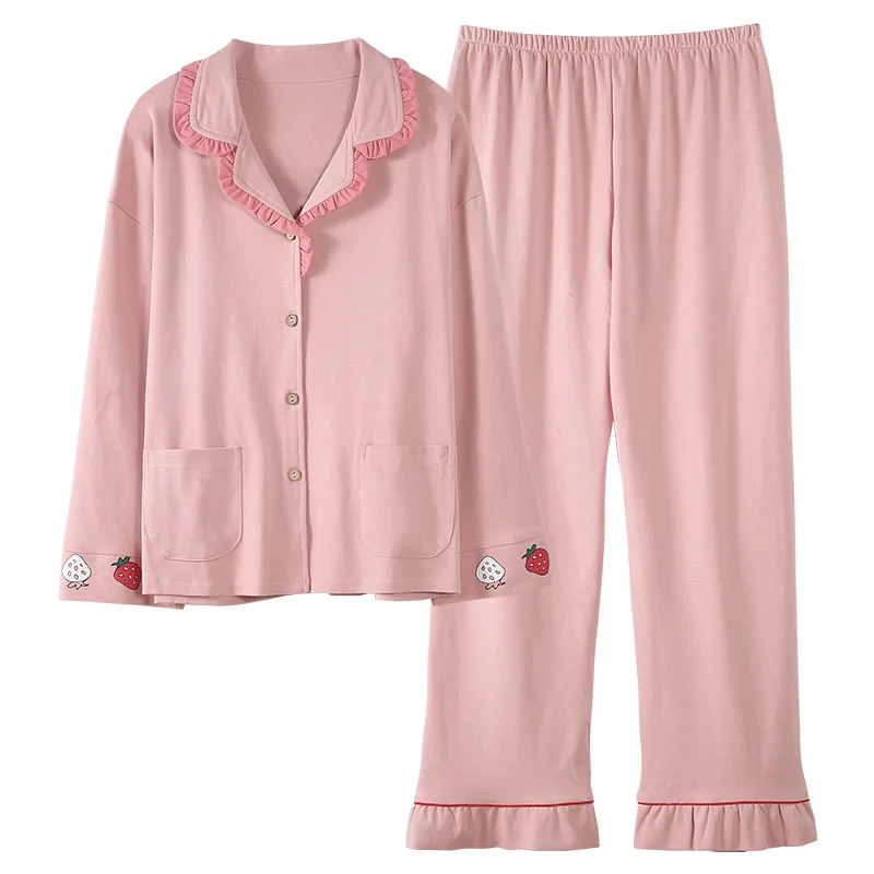 Зимняя Пижама, 2 предмета, одежда, трикотажная Хлопковая пижама с принтом, повседневная женская пижама с отложным воротником, комплекты домашней одежды