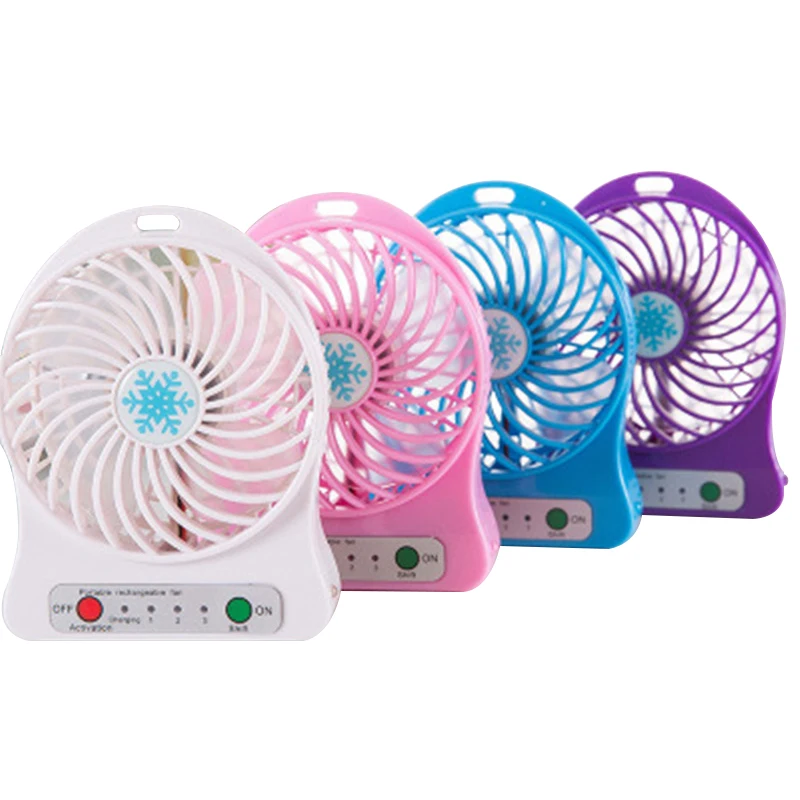 Portable Mini USB Fan 18650Mah Battery Rechargeable 3 Gear Speed 4.5W Super Strong Wind ABS Plastic Cooling Fan USB Gadgets