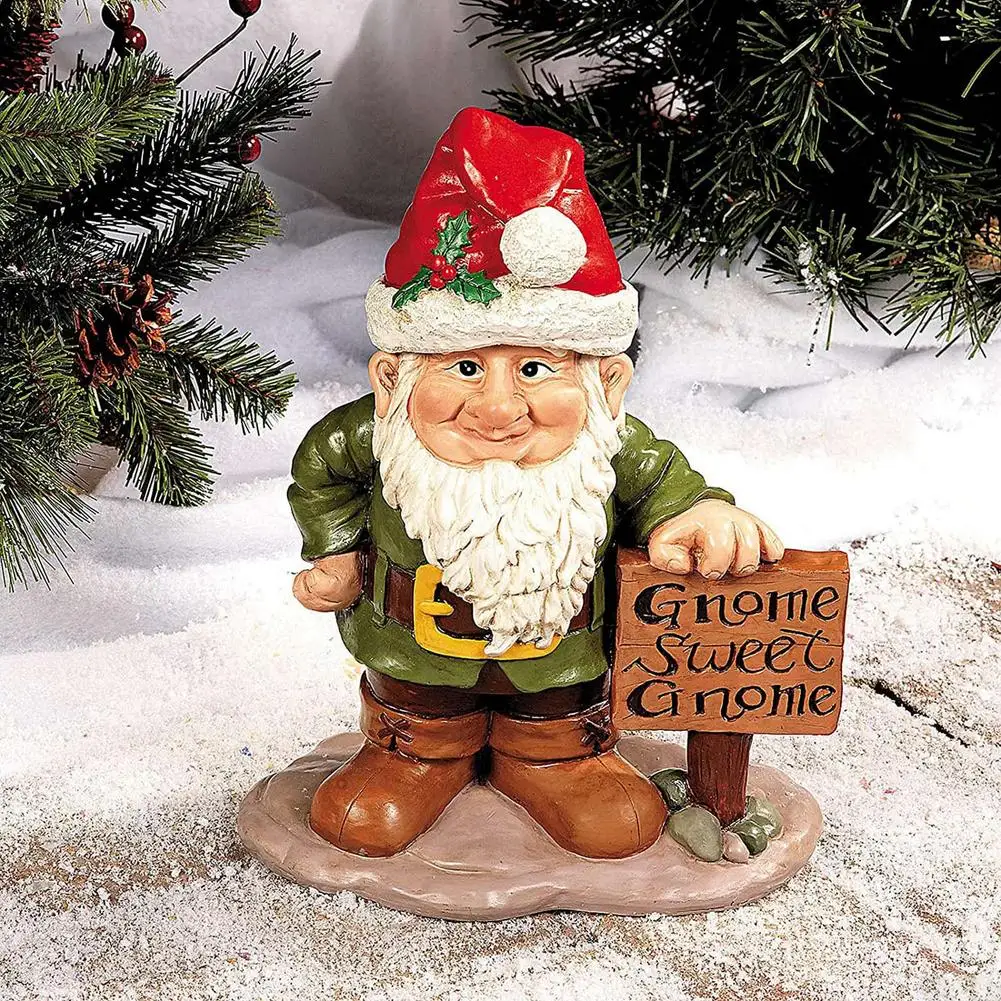 Statue de Gnomes en résine avec chapeau remplaçable, Figurine drôle et mignonne, décoration d’intérieur, de jardin — vu