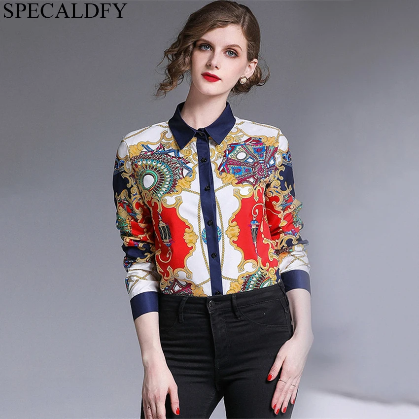 Блузка женская с длинным рукавом и принтом|Блузки| |