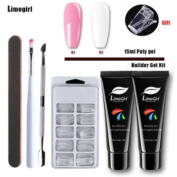 

Limegirl Set Polygel Nail Kit 15ml Builder Gel Nail Tip Form Quicking Building Nail Art Tools Kit Nail Extensions Hard Jelly Gel