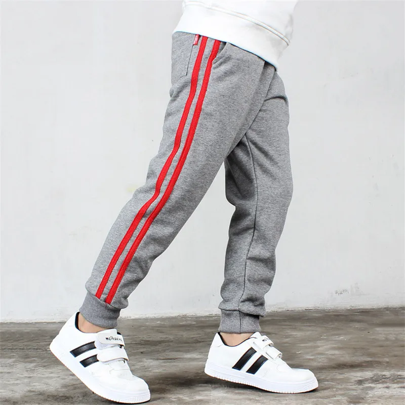1 pcs gray B Штаны для больших мальчиков осенние спортивные штаны для мальчиков-подростков Повседневные детские штаны для мальчиков, одежда в полоску - Цвет: 1 pcs gray B