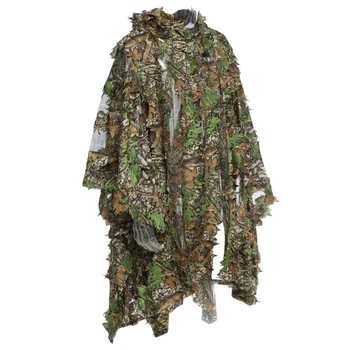 

Quality Camo 3D Leaf cloak Yowie Ghillie Breathable Open Poncho Type Camouflage Birdwatching Poncho Sniper Suit