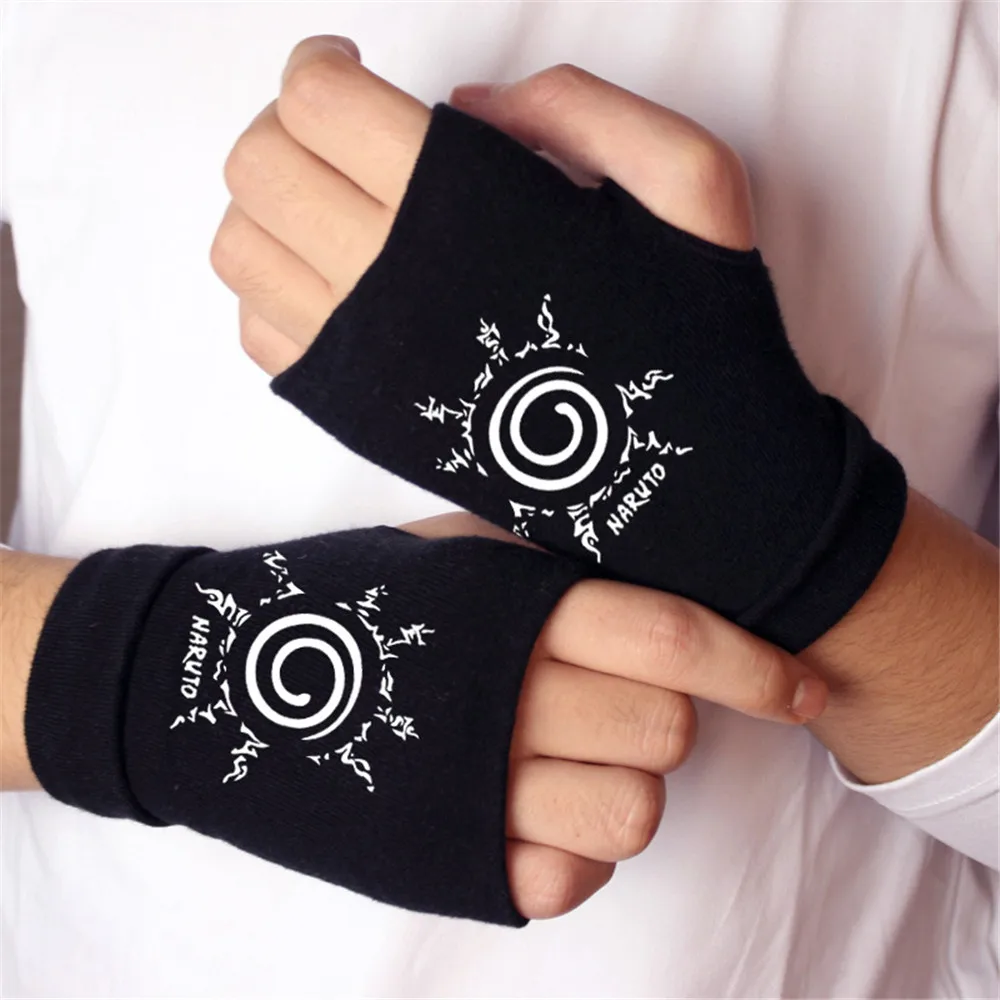 Anime NARUTO Sharingan Uchiha Itachi Cosplay Props Gloves Cotton Warm Half Finger Mittens Kids Adults Cosplay Accessories Toy