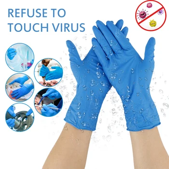 

100 Pcs Disposable Household Latex Gloves Blue Black Gloves Food Gloves Anti-static Non-toxic Garden Cleaning Gloves