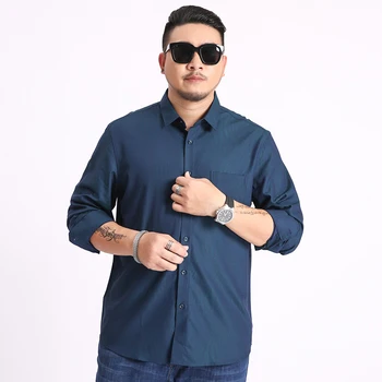 

5xl 8XL 9xl 10x 2019 New Men Large Size Big Shirt Plus Size Printing Winter Autumn Blue Long Sleeve Dress Shirt Business Classic
