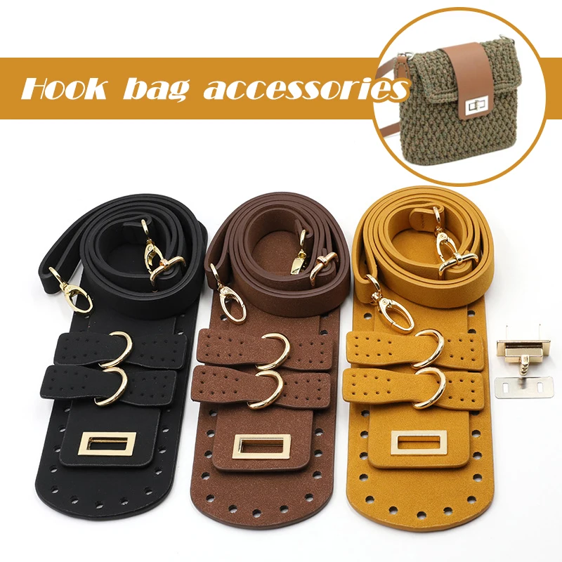 1 Set Shoulder Strap Handmade Handbag Bag Set Leather Bag Bottoms Cover With Hardware For DIY Crochet Handbag Accessories