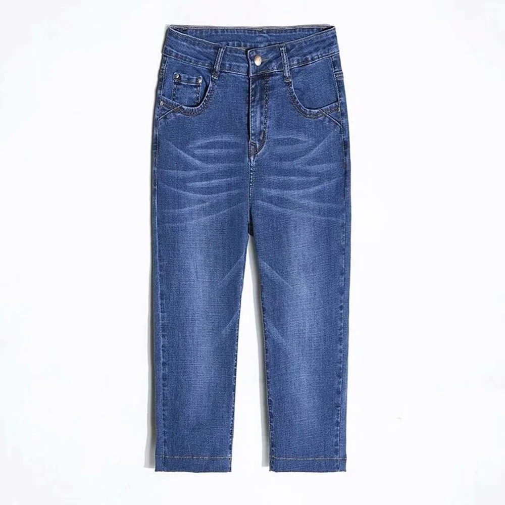 thin09 deep blue Женские джинсы, Новое поступление, летние модные Стрейчевые укороченные джинсы размера плюс, классические стильные удобные мягкие женские Капри С 5 Карманами - Цвет: thin09 deep blue