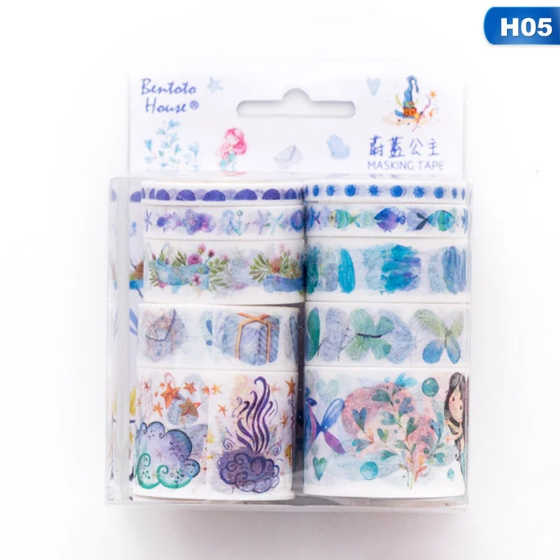 05 10 шт./компл. красочная лента washi липкая Бумага малярный скотч этикетка Craft декоративные DIY школьные канцелярские принадлежности - Цвет: 05