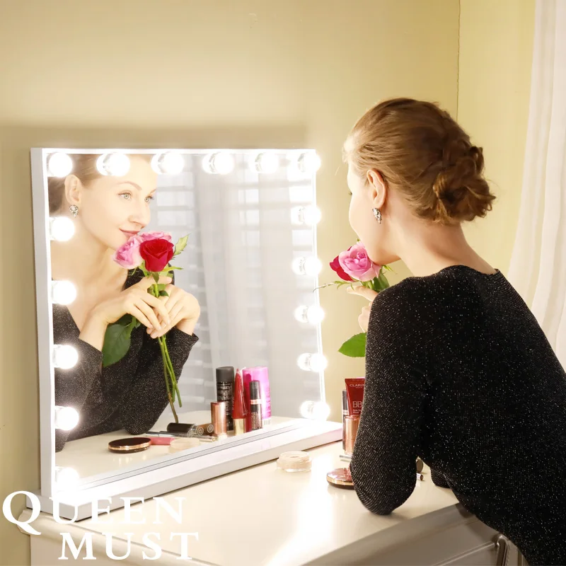 Голливуд Стиль зеркало с подсветкой для макияжа 10xmagnification зеркало Сенсорный экран светодиодный подсветка косметического зеркала Красота