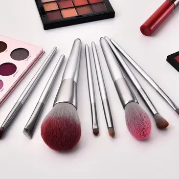 

8pcs Elegant Silver Microcrystalline Silk Makeup Brush Silver Gray Makeup Brush Set Eye Shadow Foundation Brush Makeup Tool