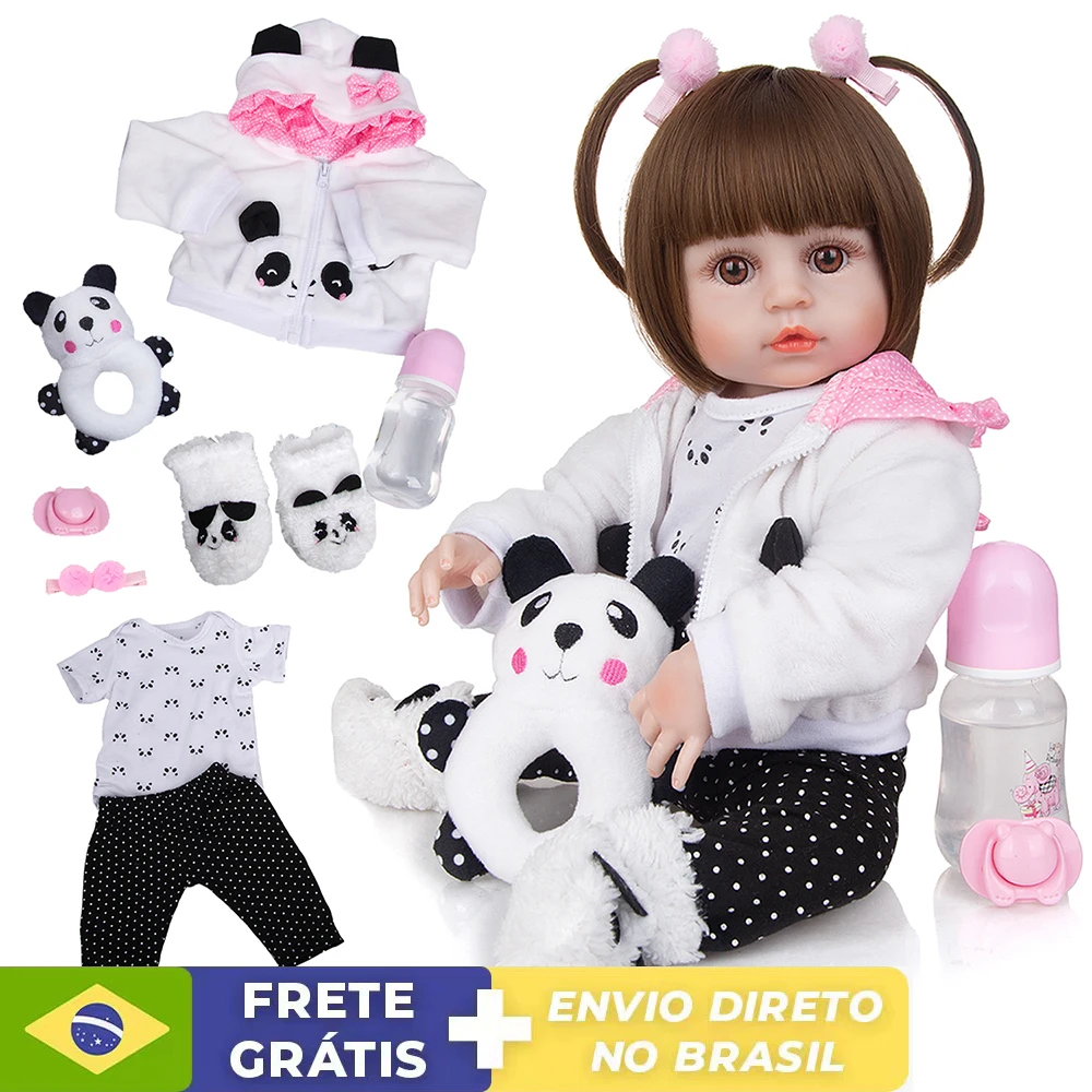 Boneca Bebê Reborn Menina Girafinha Pode Tomar Banho UniDoll 48cm :  : Brinquedos e Jogos