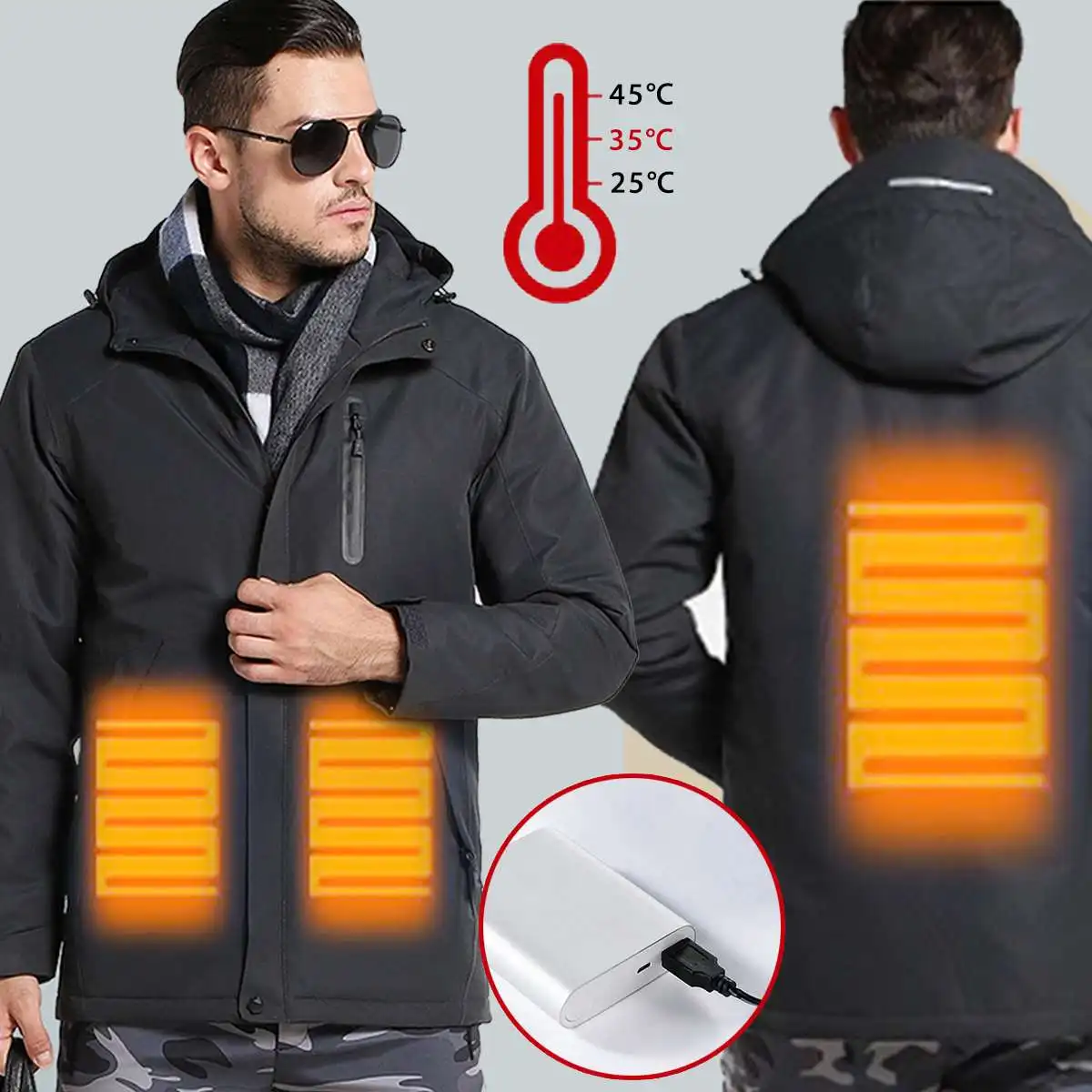 

Winter Heating Jacket Hiking Vest Men Women Outdoor Warmer Coat USB Thermal Tactical Heated Clothing for Camping Hiking Fishing