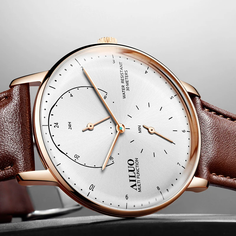 

New FRANCE AILUO Men‘s’ Watches Luxury Brand Ultra-thin Watch Men Sapphire Waterproof reloj hombre Quartz Movement Clock A7606