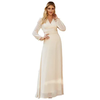 

2020 Women's Sleeve Solid V-neck Slim Elegant Female Plus Size Dresses Xxxl Floral Long Dress Dresss