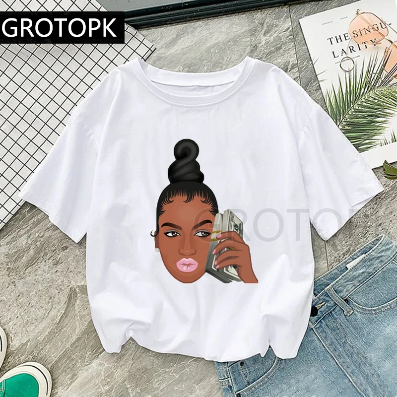 Крутая Черная Женская футболка с принтом меланина, Харадзюку, футболки для женщин, летняя хлопковая футболка в стиле хип-хоп, женская футболка, модный топ