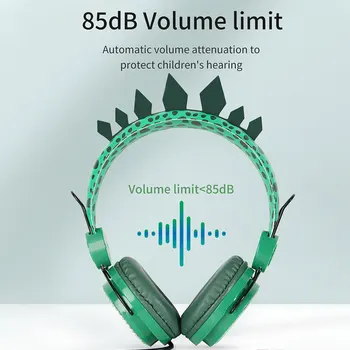

Boys Dinosaur Kids Headphones Foldable Portable On Ear Lightweight Built-in Microphone Multifunction Teens 3.5mm Jack Children