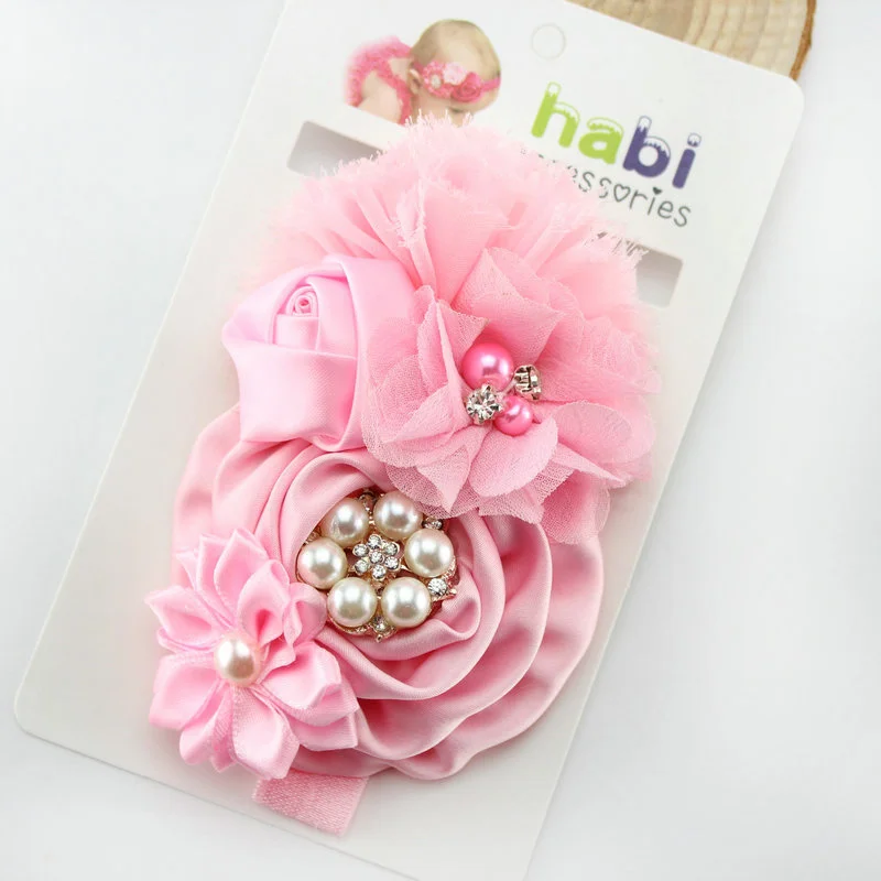 teething toys for babies Pearl Hair Bandage Band Headband Bow Turban For Children Newborn Kids Headwear Baby Girl Accessories Flower Chiffon Photo Props accessoriesbaby easter 