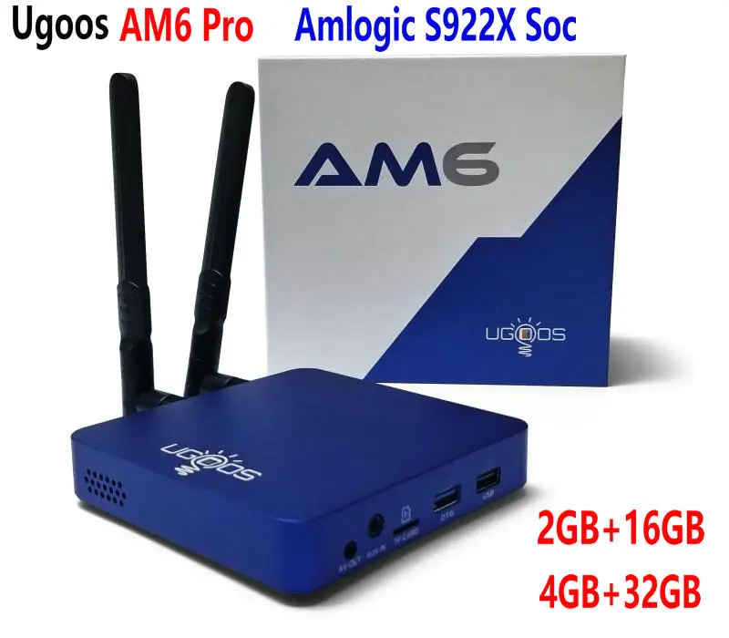 Топ UGOOS AM6 PRO 2/4GB DDR4 16/32 ГБ Amlogic S922X Смарт Android 9,0 ТВ коробка 5G WiFi 1000M LAN Bluetooth 5,0 4K HD медиа-плеер