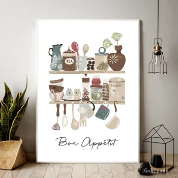 

Tableware Canvas Painting Wall Art Nordic Poster Print Modern Print Painting Quotes Wall Pictures For Kitchen Home Decoration