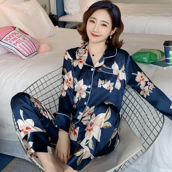 

Plus Size Women Sleepwear Leisure Clothes Summer Long Sleeve Women Pajamas Set Women Long Pant Pyjamas Sets Nightwear Pijamas