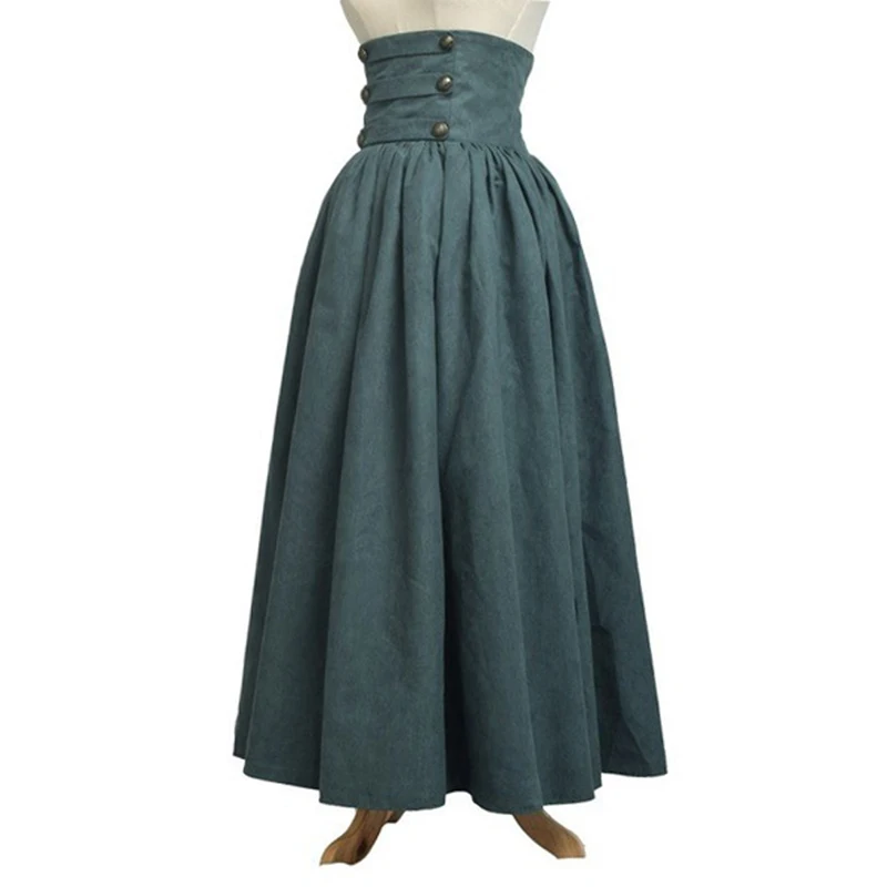 Litthing Женская винтажная тенниска с высокой талией средневековая ретро Длинные юбки для дам однотонная Готическая макси юбка для вечерние сценический костюм - Цвет: sky blue