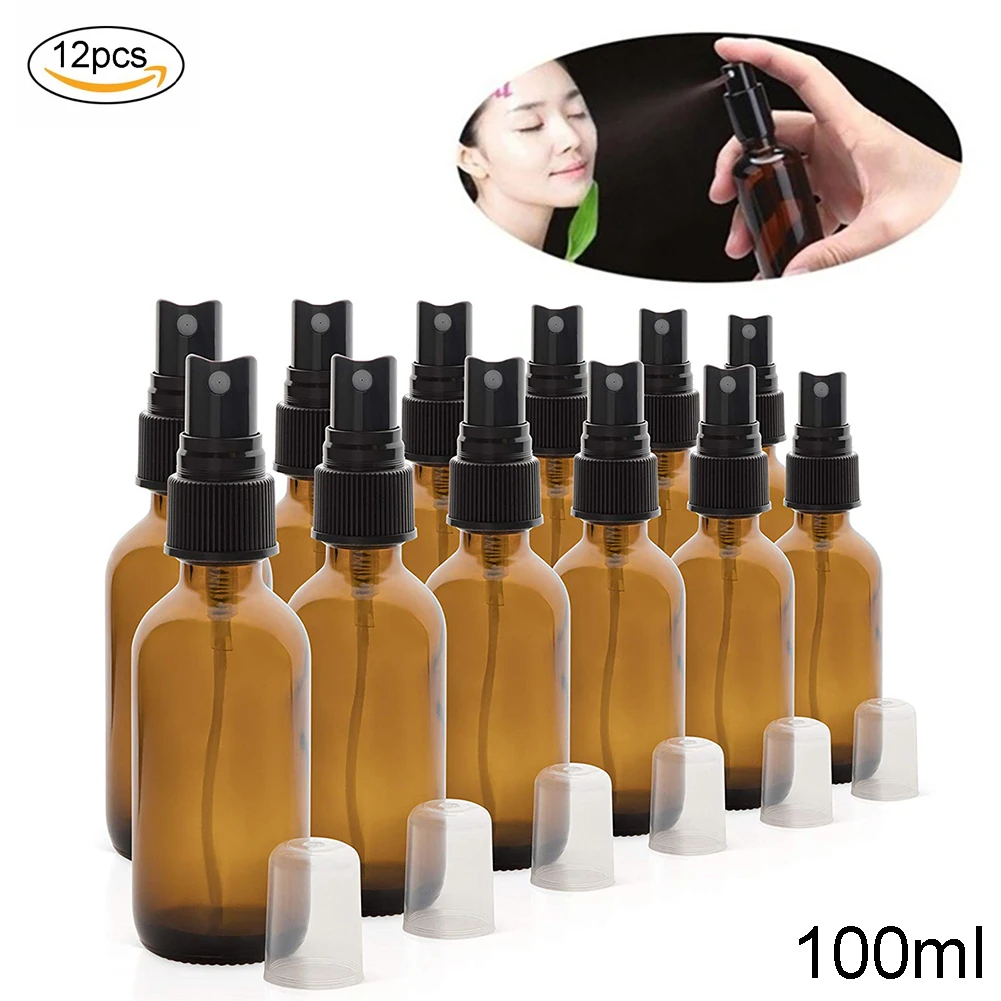 

12 Pack Empty Clear Glass Spray Bottles For Essential Oils Products Aromatherapy Misting Plants Reliable Sprayert(100ml,brown)