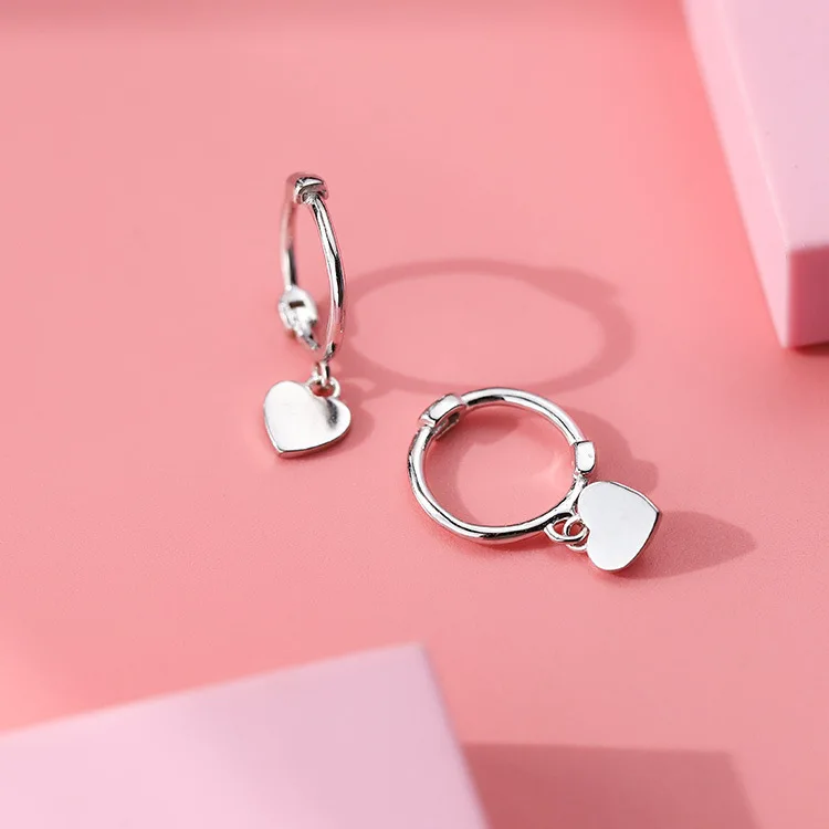 Серьги-Клипсы из чистого серебра S925 пробы, серьги в форме сердца, серьги для женщин, подарок на Рождество, Новинка - Gem Color: silver