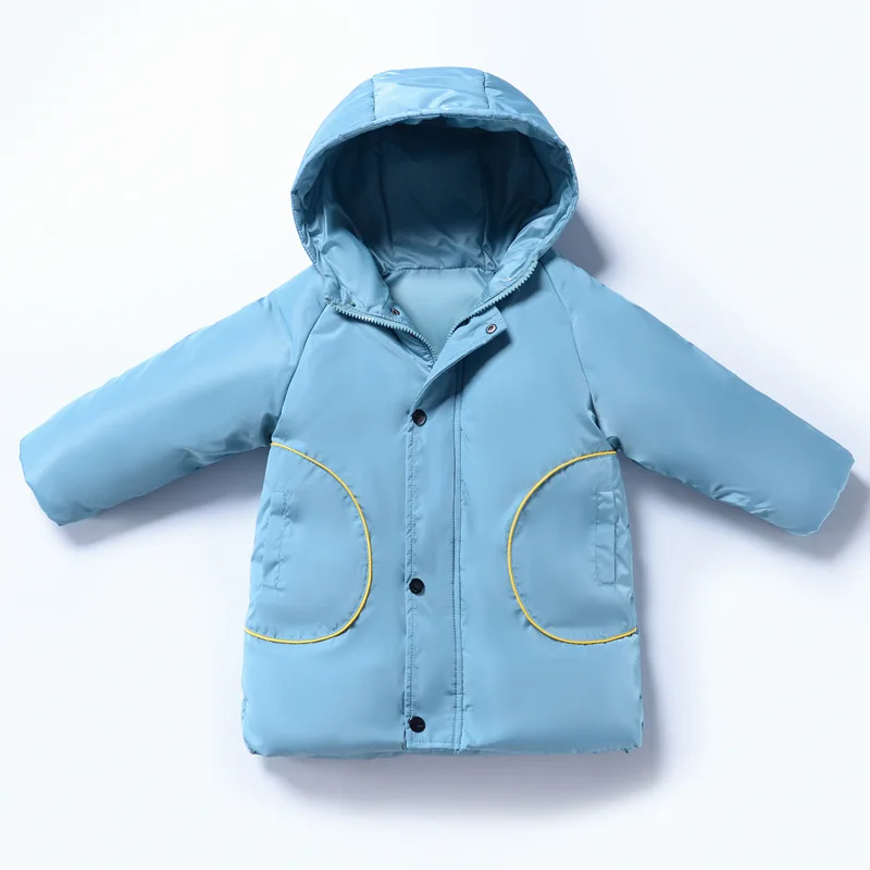 

2019 Children's Down Jacket Autumn Winter Boys Girls Hooded Solid Color Coats Kids Warm Long White Duck Down Jackets