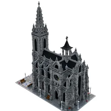 

MOC World Modular Cathedral Building Blocks Street View Architecture Collection Church Model DIY House Bricks For Children Gift
