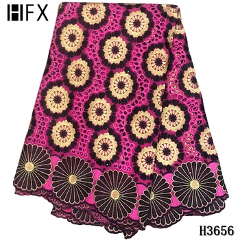 

HFX 2020 pink Dry Lace Fabric With Embroidery Nigerian Gambia Guipure 100% Cotton Material For Indian Women Daily Dress H3656