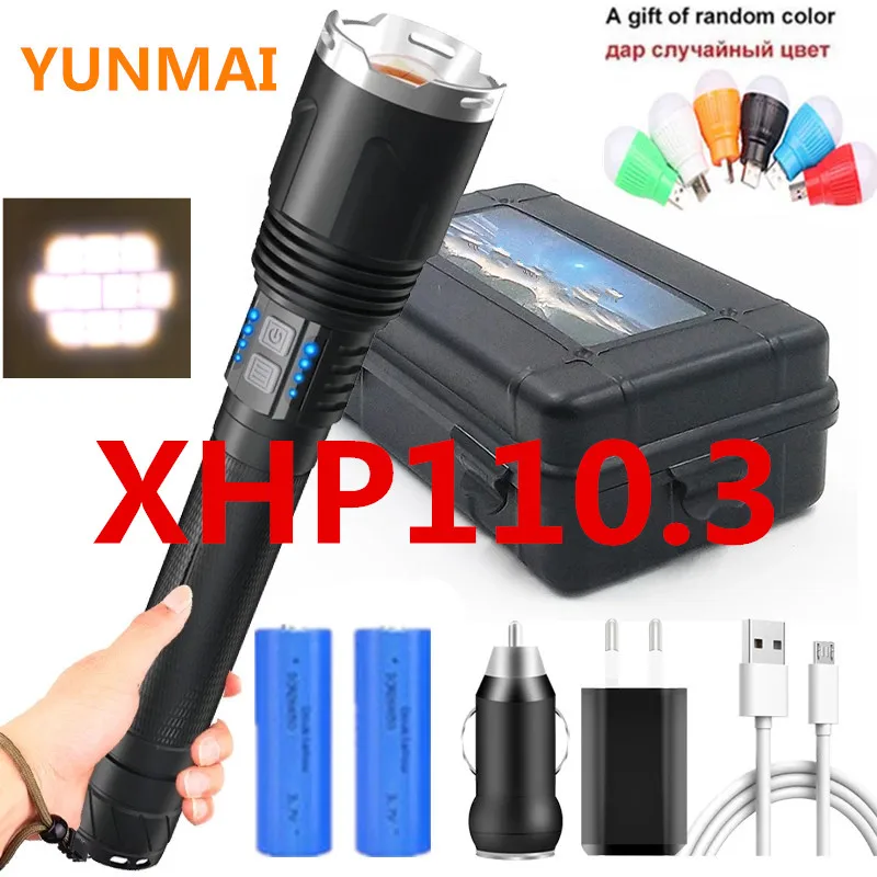 10-ядерный XHP110.3 самый яркий светодиодный фонарик с функцией внешнего