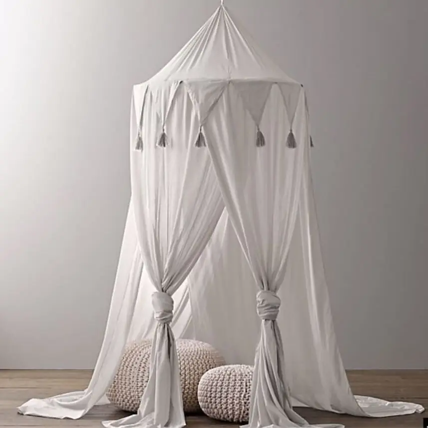 60 см шифон треугольник флаг кисточкой три двери москитная сетка купол кровать шторы детская комната палатка кровать сетка